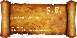 Zacher Barna névjegykártya